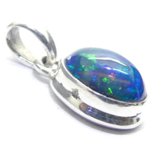 Load image into Gallery viewer, Black Opal Pendant | Ethiopian | Oval | Green Red Flashes | Simple Bezel Setting | Open Back | | 925 Silver | Genuine Gems from Crystal Heart Australia 1986