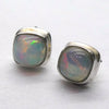 Ethiopian Opal Stud Earring | 6.5 mm Squares | good colour flash | 925 Sterling Silver | Genuine Gems from Crystal Heart Australia since 1986