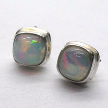 Load image into Gallery viewer, Ethiopian Opal Stud Earring | 6.5 mm Squares | good colour flash | 925 Sterling Silver | Genuine Gems from Crystal Heart Australia since 1986