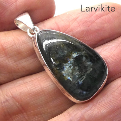 Larvikite Pendant | Freeform Cabochon | 925 Sterling Silver | Enhances Psychic Abilities | Grounding &  Cleansing  | Crystal Heart Melbourne Australia est 1986