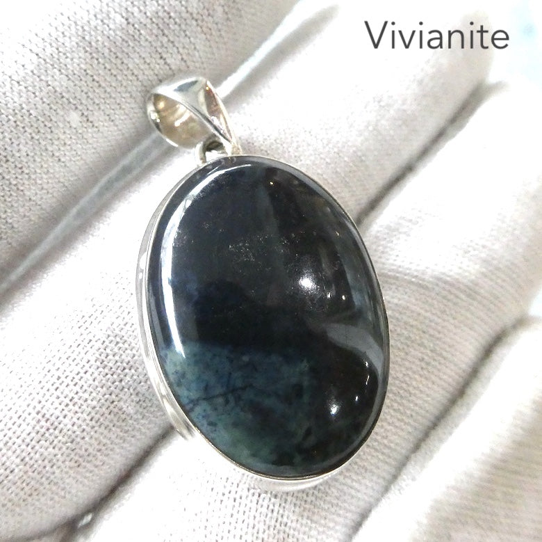 Vivianite Pendant | Oval Cabochon | 925 Sterling Silver | Bezel Set | Open Back | personal intuition | healing | Genuine Gems Crystal Heart Melbourne 1986