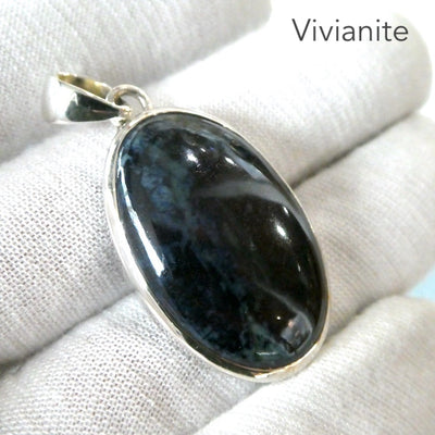 Vivianite Pendant | Oval Cabochon | 925 Sterling Silver | Bezel Set | Open Back | personal intuition | healing | Genuine Gems Crystal Heart Melbourne 1986