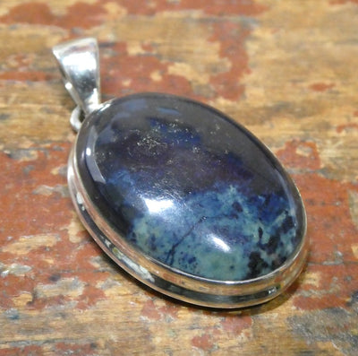 Vivianite Pendant | Oval Cabochon | 925 Sterling Silver | Bezel Set | Open Back | personal intuition | healing | Genuine Gems Crystal Heart Melbourne 1986