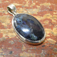 Load image into Gallery viewer, Vivianite Pendant | Oval Cabochon | 925 Sterling Silver | Bezel Set | Open Back | personal intuition | healing | Genuine Gems Crystal Heart Melbourne 1986