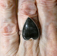 Load image into Gallery viewer, Larvikite Ring | Heart | 925 Sterling Silver | US Size 8 | AUS Size P1/2  | Psychic Abilities | Grounding &amp; Cleansing  | Crystal Heart Melbourne est 1986