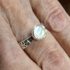 Moonstone Ring, Ethnic Band, Faceted Round, 925 Silver, gd2