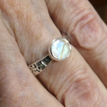 Load image into Gallery viewer, Moonstone Ring, Ethnic Band, Faceted Round, 925 Silver, gd2