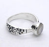 Moonstone Ring, Ethnic Band, Faceted Round, 925 Silver, gd2