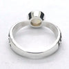 Moonstone Ring, Ethnic Band, Faceted Round, 925 Silver, gd2