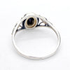 Dainty Black Onyx Ring  Faceted Oval | 925 Sterling silver | Silver Flower | US size 5,6,7,8,9, 10 | Crystal Heart Melbourne Australia since 1986