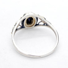 Load image into Gallery viewer, Dainty Black Onyx Ring  Faceted Oval | 925 Sterling silver | Silver Flower | US size 5,6,7,8,9, 10 | Crystal Heart Melbourne Australia since 1986