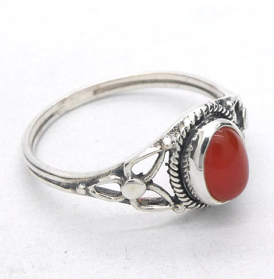 Carnelian Ring | Oval Cabochon | 925 Sterling  | Rope work & Celtic Flower  | US size 5 | 6 | 7 | 8 | 9 | 10 | Leo Virgo Stone | Crystal Heart Melbourne est 1986
