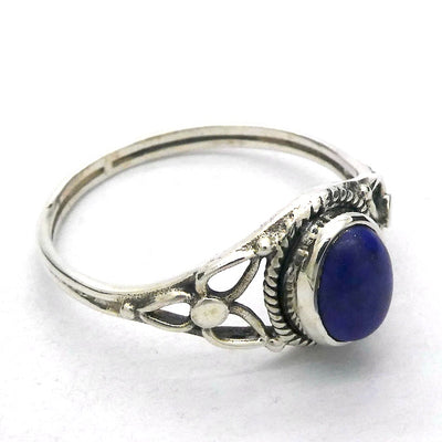 Lapis Lazuli Ring | Oval Cabochon | 925 Sterling  | Rope work & Celtic Flower  | US size 5 | 6 | 7 | 8 | 9 | 10 | Leo Virgo Stone | Crystal Heart Melbourne est 1986