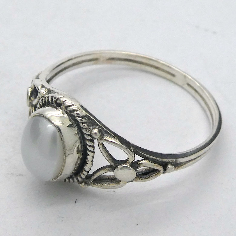Freshwater Pearl Ring |  925 Sterling  | Rope work & Celtic Flower  | US size 5 | 6 | 7 | 8 | 9 | 10 | Gemini  Cancer Stone | Crystal Heart Melbourne est 1986