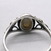 Load image into Gallery viewer, Freshwater Pearl Ring |  925 Sterling  | Rope work &amp; Celtic Flower  | US size 5 | 6 | 7 | 8 | 9 | 10 | Gemini  Cancer Stone | Crystal Heart Melbourne est 1986