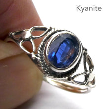 Load image into Gallery viewer, Kyanite Ring | 925 Sterling  | Sapphire Blue | Rope work &amp; Celtic Flower  | US size 5 | 6 | 7 | 8 | 9 | 10 | Gemini  Cancer Stone | Crystal Heart Melbourne 1986