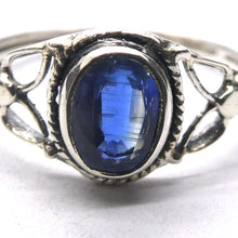 Load image into Gallery viewer, Kyanite Ring | 925 Sterling  | Sapphire Blue | Rope work &amp; Celtic Flower  | US size 5 | 6 | 7 | 8 | 9 | 10 | Gemini  Cancer Stone | Crystal Heart Melbourne 1986