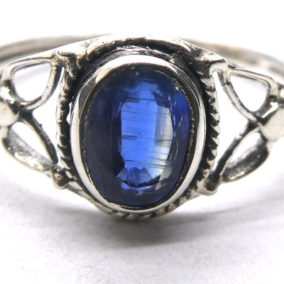 Kyanite Ring | 925 Sterling  | Sapphire Blue | Rope work & Celtic Flower  | US size 5 | 6 | 7 | 8 | 9 | 10 | Gemini  Cancer Stone | Crystal Heart Melbourne 1986