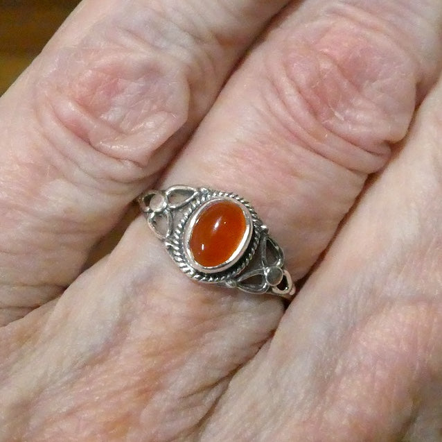 Carnelian Ring | Oval Cabochon | 925 Sterling  | Rope work & Celtic Flower  | US size 5 | 6 | 7 | 8 | 9 | 10 | Leo Virgo Stone | Crystal Heart Melbourne est 1986