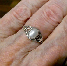 Load image into Gallery viewer, Freshwater Pearl Ring |  925 Sterling  | Rope work &amp; Celtic Flower  | US size 5 | 6 | 7 | 8 | 9 | 10 | Gemini  Cancer Stone | Crystal Heart Melbourne est 1986