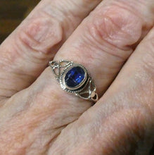 Load image into Gallery viewer, Kyanite Ring | 925 Sterling  | Sapphire Blue | Rope work &amp; Celtic Flower  | US size 5 | 6 | 7 | 8 | 9 | 10 | Gemini  Cancer Stone | Crystal Heart Melbourne 1986