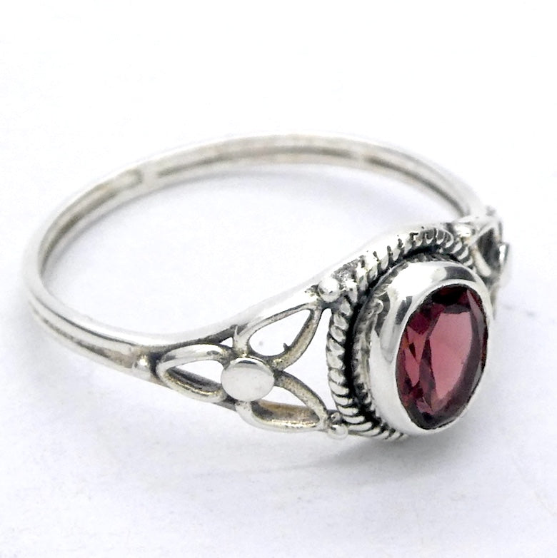 Garnet Ring | Oval Cabochon | 925 Sterling  | Rope work & Celtic Flower  | US size 5 | 6 | 7 | 8 | 9 | 10 | Leo Virgo Stone | Crystal Heart Melbourne est 1986
