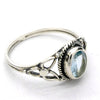 Aquamarine Ring, Faceted Oval, Celtic Flower, 925 Sterling Silver