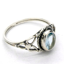 Load image into Gallery viewer, Aquamarine Ring, Faceted Oval, Celtic Flower, 925 Sterling Silver