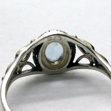Load image into Gallery viewer, Aquamarine Ring, Faceted Oval, Celtic Flower, 925 Sterling Silver