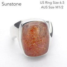 Load image into Gallery viewer, Sunstone Ring | Sparkly Oblong Cabochon | 925 Sterling Silver | Thick Asymetric Band | US Size 6.5| Positive emotions | Genuine gems Crystal Heart Melbourne 1986