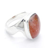 Sunstone Ring | Sparkly Oblong Cabochon | 925 Sterling Silver | Thick Asymetric Band | US Size 6.5| Positive emotions | Genuine gems Crystal Heart Melbourne 1986