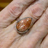 Sunstone Ring | Sparkly Teardrop Cabochon | 925 Sterling Silver | Ornate Border | US Size 8 to 10 | Positive  emotions | Genuinegems Crystal Heart Melbourne est 1986
