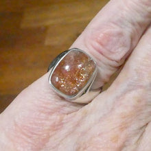 Load image into Gallery viewer, Sunstone Ring | Sparkly Oblong Cabochon | 925 Sterling Silver | Thick Asymetric Band | US Size 6.5| Positive emotions | Genuine gems Crystal Heart Melbourne 1986