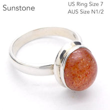 Load image into Gallery viewer, Sunstone Ring | Sparkly Oval Cabochon | 925 Sterling Silver | US Size 7 | AUS Size N1/2 | Positive emotions | Genuine gems Crystal Heart Melbourne 1986