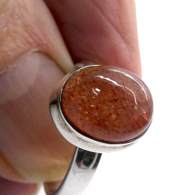 Sunstone Ring | Sparkly Oval Cabochon | 925 Sterling Silver | US Size 7 | AUS Size N1/2 | Positive emotions | Genuine gems Crystal Heart Melbourne 1986