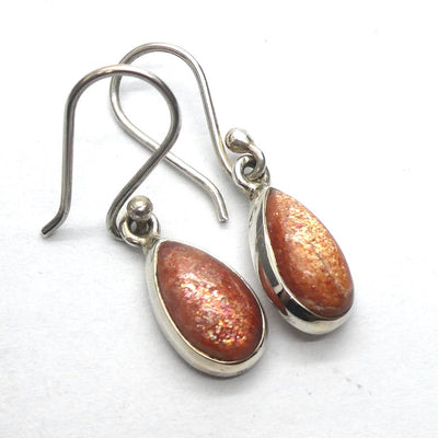 Sunstone Earrings | Sparkly Teardop Cabochons | 925 Sterling Silver | Leo Stone | Positive emotions | Genuine gems Crystal Heart Melbourne Australia  since 1986