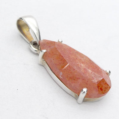 Sunstone Pendant | Faceted Teardrop | Rainbow Sunflakes | 925 Sterling Silver | Leo Stone | Positive emotions | Genuine gems Crystal Heart Melbourne Australia  since 1986