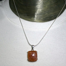 Load image into Gallery viewer, Sunstone Pendant | Faceted Square | Rainbow Sunflakes | 925 Sterling Silver | Leo Stone | Positive emotions | Genuine gems Crystal Heart Melbourne Australia  since 1986