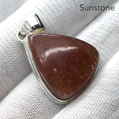 Sunstone Pendant | Triangular Cabochon | Rainbow Sunflakes | 925 Sterling Silver | Leo Stone | Positive emotions | Crystal Heart Melbourne Australia  since 1986