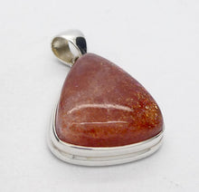 Load image into Gallery viewer, Sunstone Pendant | Triangular Cabochon | Rainbow Sunflakes | 925 Sterling Silver | Leo Stone | Positive emotions | Crystal Heart Melbourne Australia  since 1986