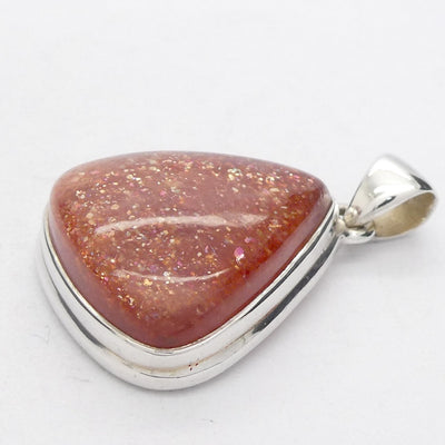 Sunstone Pendant | Triangular Cabochon | Rainbow Sunflakes | 925 Sterling Silver | Leo Stone | Positive emotions | Crystal Heart Melbourne Australia  since 1986