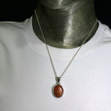 Load image into Gallery viewer, Sunstone Pendant | Oval Cabochon | Rainbow Sunflakes | 925 Sterling Silver | Leo Stone |Positive emotions | Crystal Heart Melbourne Australia  since 1986