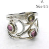 Tourmaline Ring | 3 round Cabs | Pink | Yellow Green Gold | 925 Silver Swirls | US size 8.5 | 10 | Genuine Gems from Crystal Heart Melbourne since 1986