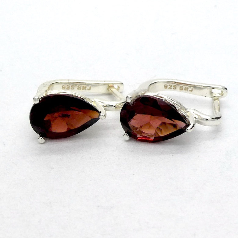 Garnet Earrings | Faceted Teardrops | 925 Sterling Silver | Open Backs | Energising Stone | Centering | Warm Friendly Fire |  Genuine Gems from Crystal Heart Australia since 1986