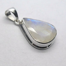 Load image into Gallery viewer, Rainbow Moonstone Pendant | Blue Flash | Faceted Teardrop | 925 Sterling Silver | Bezel Set | Open Back | Cancer Libra Scorpio | Genuine Gems from Crystal Heart Melbourne Australia 1986