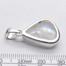 Load image into Gallery viewer, Rainbow Moonstone Pendant | Blue Flash | Faceted Teardrop | 925 Sterling Silver | Bezel Set | Open Back | Cancer Libra Scorpio | Genuine Gems from Crystal Heart Melbourne Australia 1986