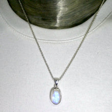 Load image into Gallery viewer, Rainbow Moonstone Pendant | Blue Flash | Faceted Oval | 925 Sterling Silver | Bezel Set | Open Back | Cancer Libra Scorpio | Genuine Gems from Crystal Heart Melbourne Australia 1986