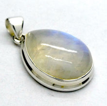Load image into Gallery viewer, Rainbow Moonstone Pendant | Blue Flash | Cabochon Teardrop | 925 Sterling Silver | Bezel Set | Open Back | Cancer Libra Scorpio | Genuine Gems from Crystal Heart Melbourne Australia 1986