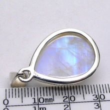 Load image into Gallery viewer, Rainbow Moonstone Pendant | Blue Flash | Cabochon Teardrop | 925 Sterling Silver | Bezel Set | Open Back | Cancer Libra Scorpio | Genuine Gems from Crystal Heart Melbourne Australia 1986