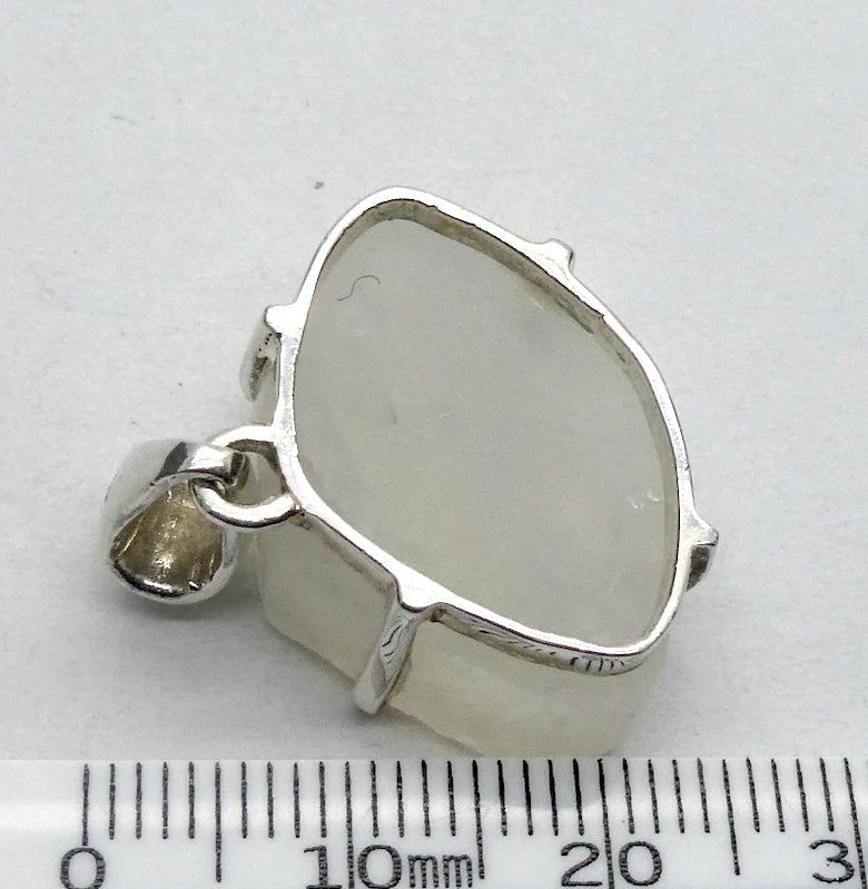 Rainbow Moonstone Pendant | Blue Flash | Raw Chunk | 925 Sterling Silver | Open Back | Gemini Pisces Stone | Genuine Gems Crystal Heart Melbourne Australia 1986